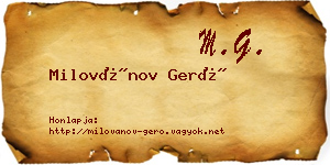 Milovánov Gerő névjegykártya